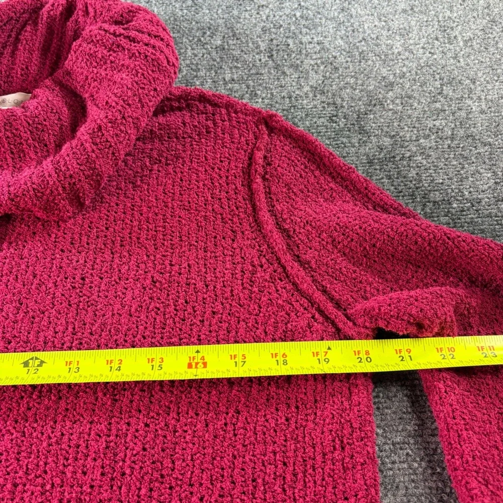 Caslon Sweater Womens Small Magenta Cowl Neck Textured Knit Cotton Blend Cozy